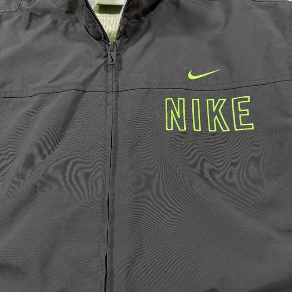 Nike Retro 2000s Grey Windbreaker Light Jacket Zip Up Vintage Sporty Youth L - Picture 3 of 6